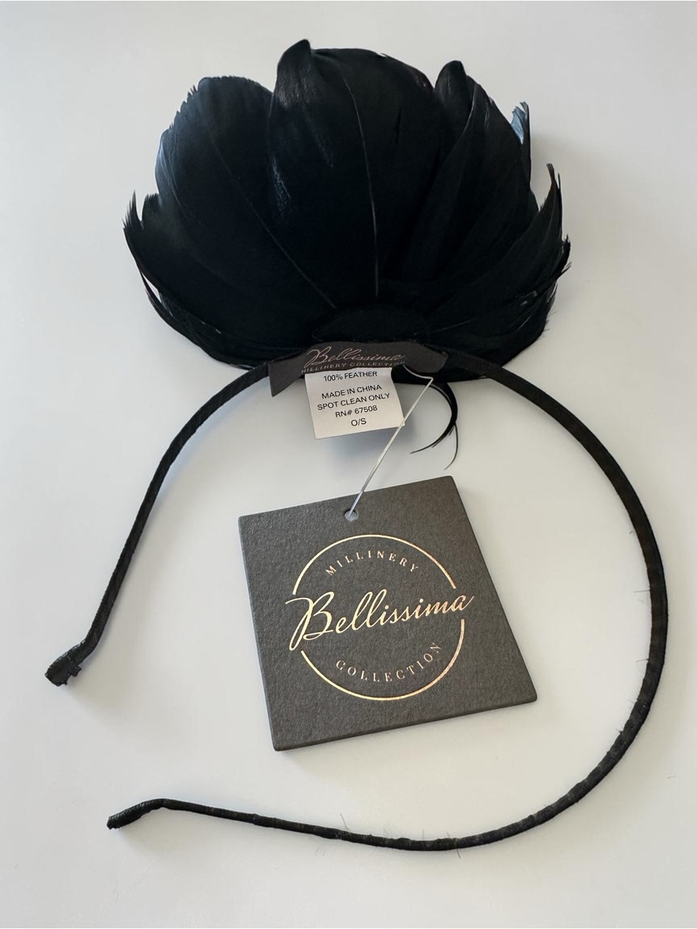 Bellissima Black Feather Flower Fascinator Headband NWT Kentucky Derby Wedding